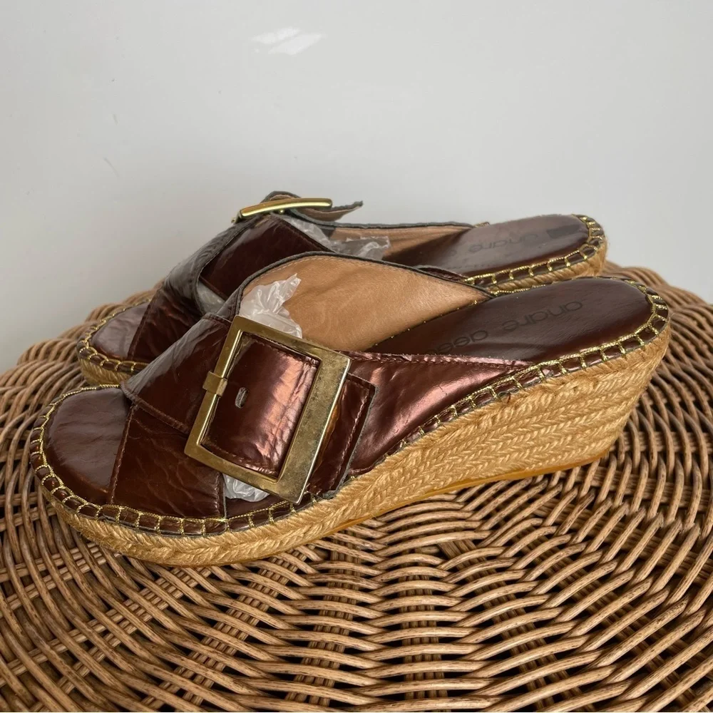 Andre Assous crossed straps Espadrilles wedges sandals size eu 38 usa 7.5
